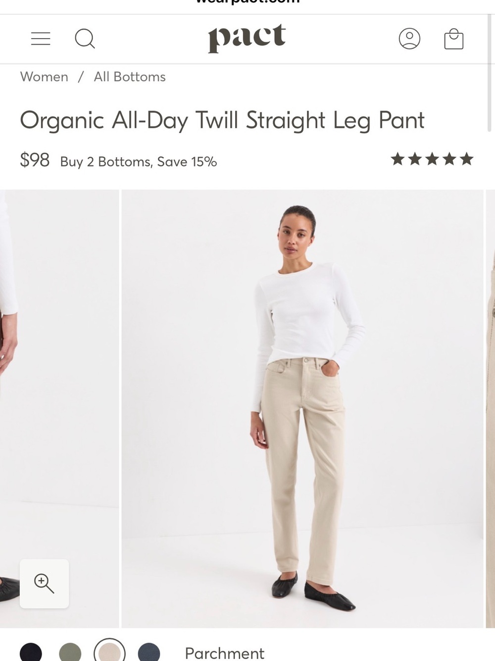 Pact Straight-Leg Pants in Parchment